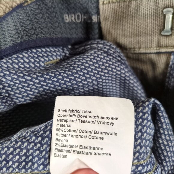 Bruhl Mens Pants 34x30 Brown Textured Cotton Stretch Chino Cotton Classic - Picture 9 of 12